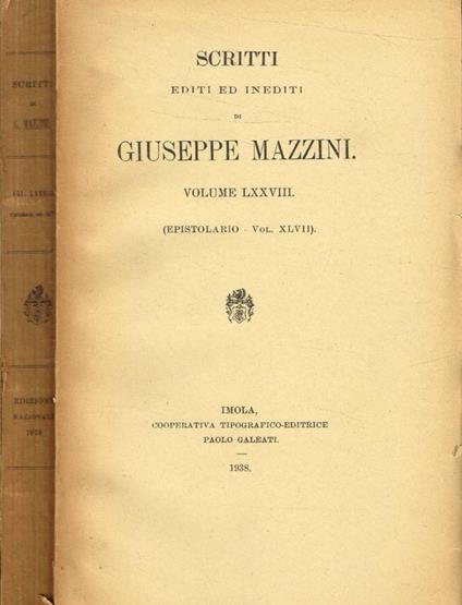 Scritti editi ed inediti vol.LXXVIII - Giuseppe Mazzini - copertina