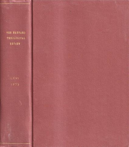 The Harvard theological review, volume LXVI, 1973 - copertina
