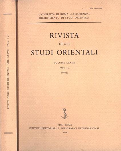 Rivista degli studi orientali Volume LXXVII Fasc. 1 - 4 - copertina