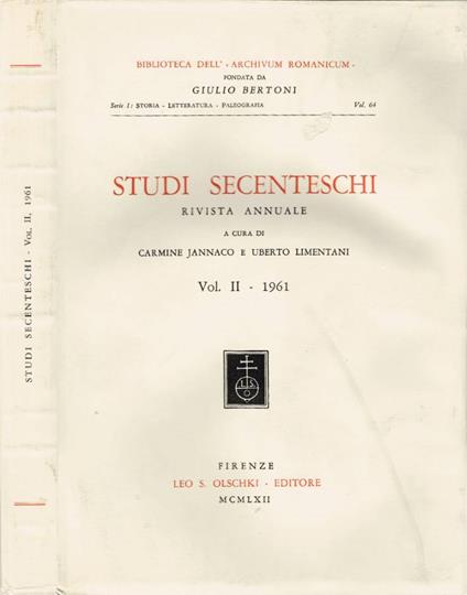 Studi Secenteschi - copertina