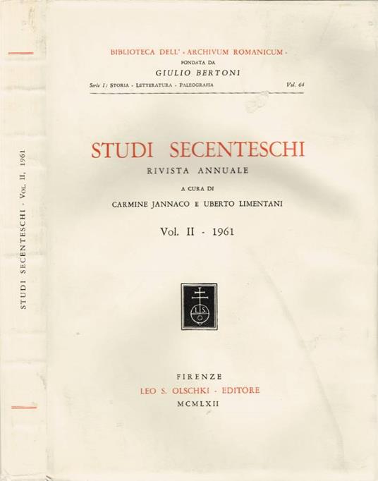 Studi Secenteschi - copertina
