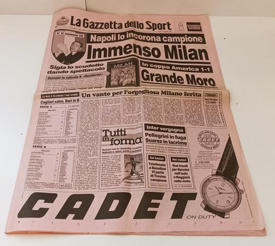 GAZZETTA dello SPORT 11 maggio 1992 IMMENSO MILAN SCUDETTO NUMERO 12 RVSa225 - copertina