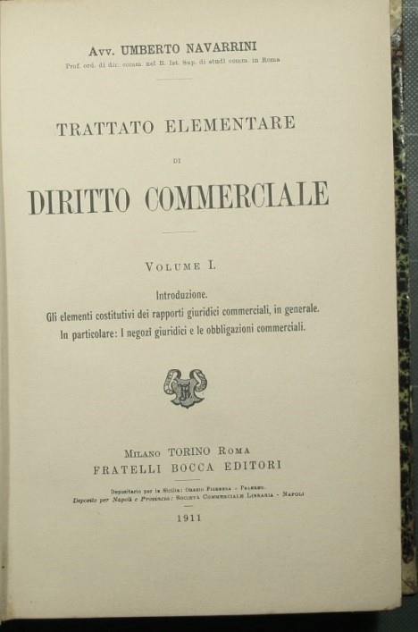 Trattato elementare di diritto commerciale - copertina