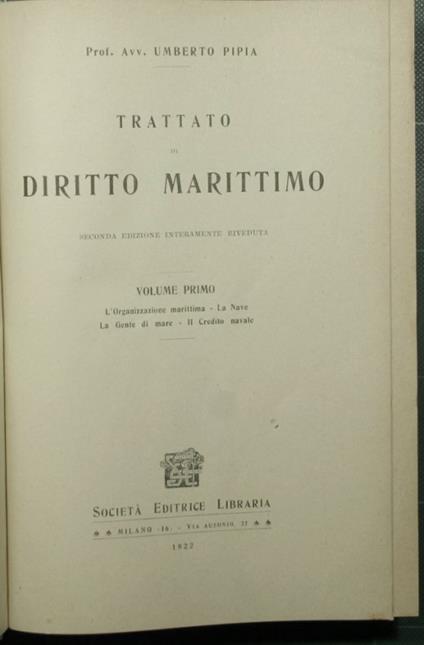Trattato di diritto marittimo - copertina