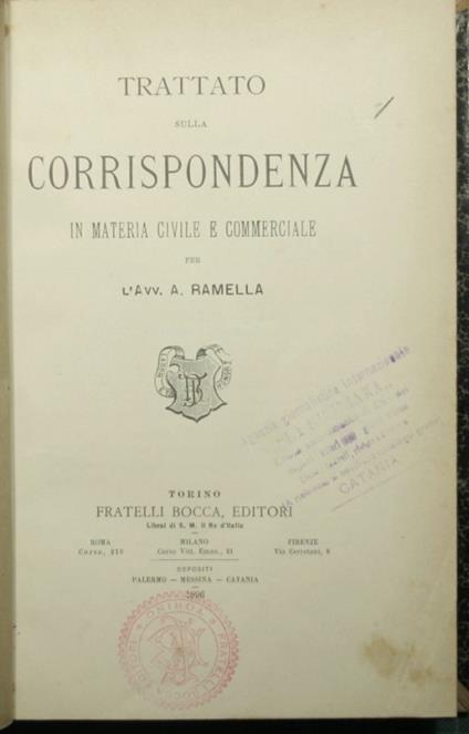 Trattato sulla corrispondenza in materia civile e commerciale - copertina