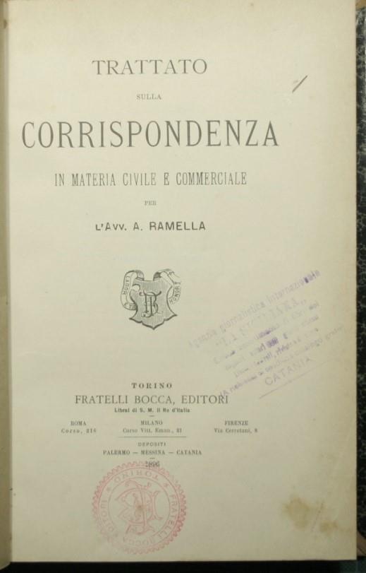Trattato sulla corrispondenza in materia civile e commerciale - copertina