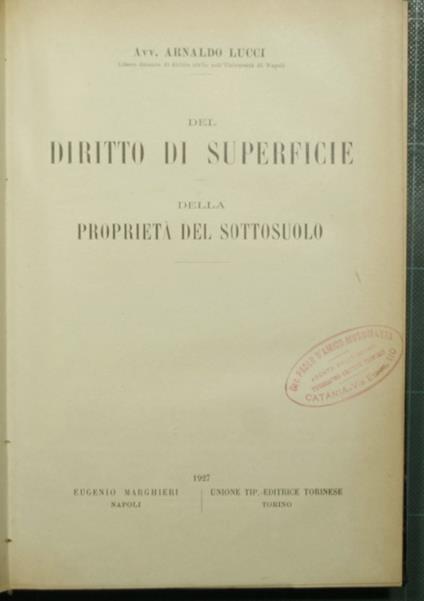 Del diritto di superficie - Della proprietà del sottosuolo - copertina