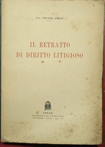 Il retratto di diritto religioso - copertina