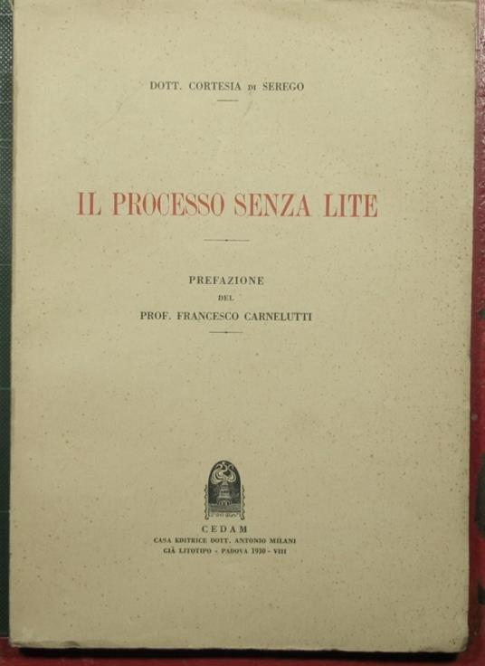 Il processo senza lite - copertina