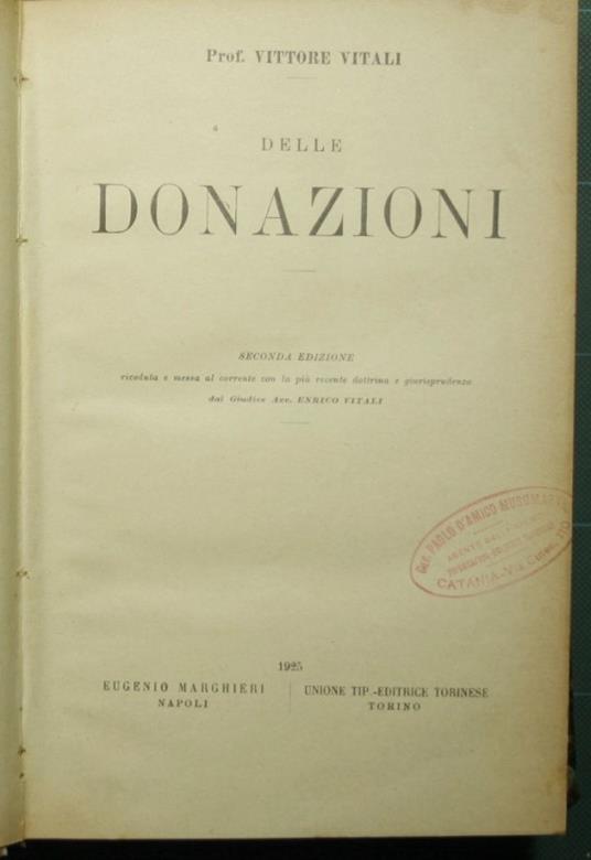 Delle donazioni - copertina