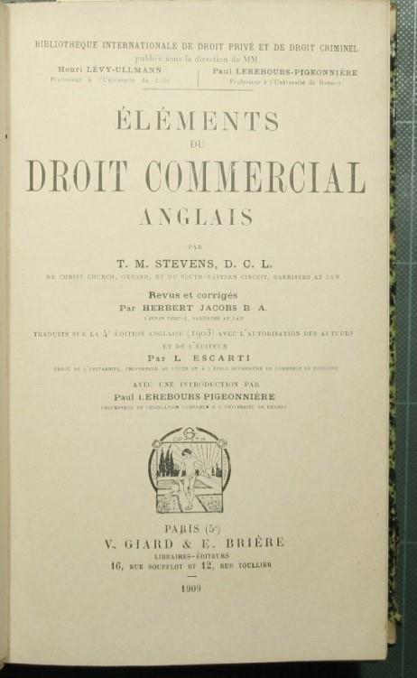 Elements du droit commercial anglais - copertina