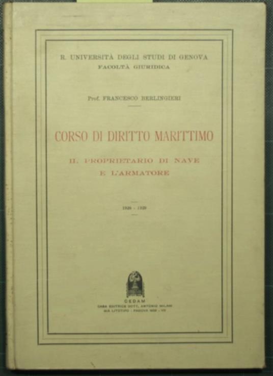 Corso di diritto marittimo - Francesco Berlingieri - copertina