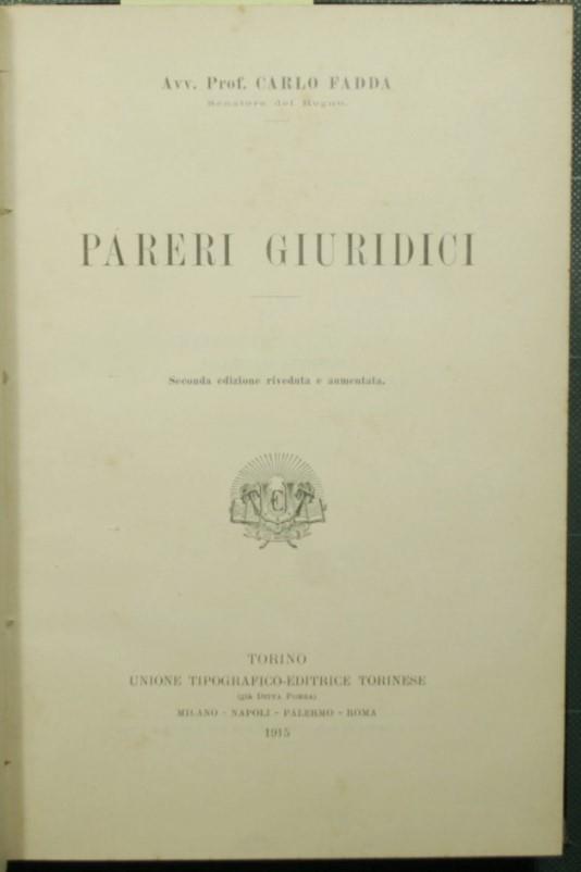 Pareri giuridici - Carlo Fadda - copertina