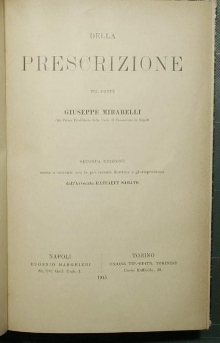 Della prescrizione - Giuseppe Mirabelli - copertina