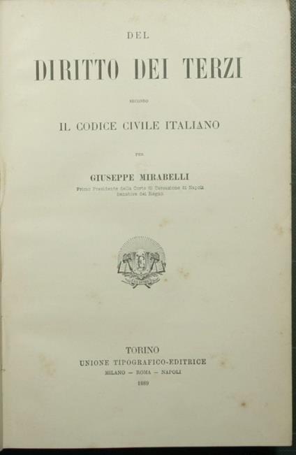 Del diritto dei terzi - Giuseppe Mirabelli - copertina