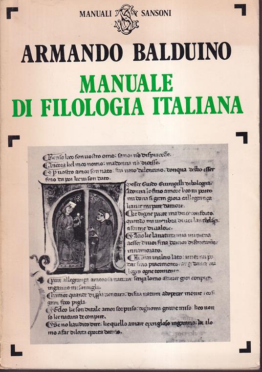 Manuale di filologia italiana - Armando Balduino - copertina