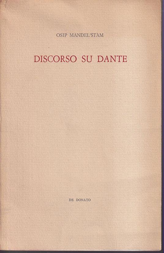 Discorso su Dante - Osip Mandel'stam - copertina