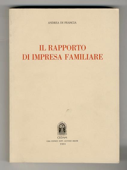 Il rapporto di impresa familiare - Andrea Di Francia - copertina
