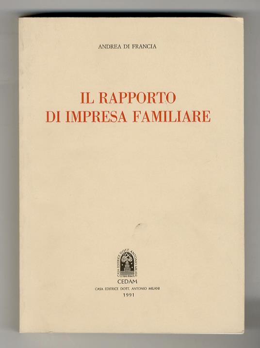 Il rapporto di impresa familiare - Andrea Di Francia - copertina