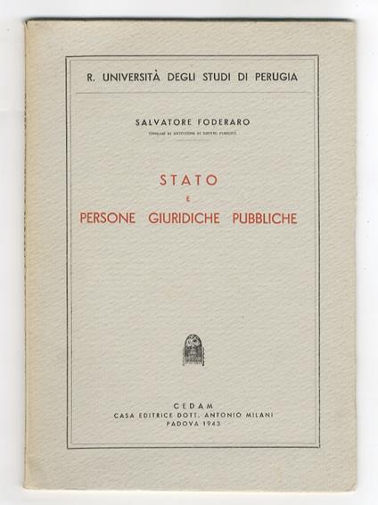 Stato e persone giuridiche pubbliche - Salvatore Foderaro - copertina