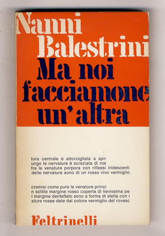 Ma noi facciamone un'altra. Poesie 1964-1968 - Nanni Balestrini - copertina