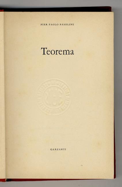 Teorema - Pier Paolo Pasolini - copertina