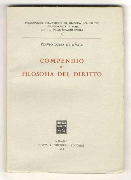 Compendio di filosofia del diritto - Flavio López De Onate - copertina