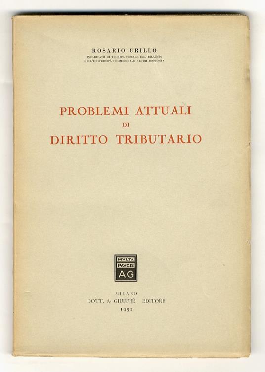 Problemi attuali di diritto tributario - copertina