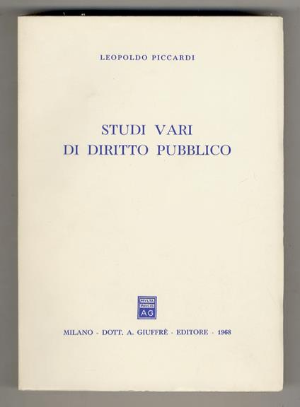 Studi vari di diritto pubblico - copertina