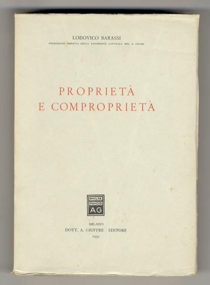 Proprietà e comproprietà - Lodovico Barassi - copertina
