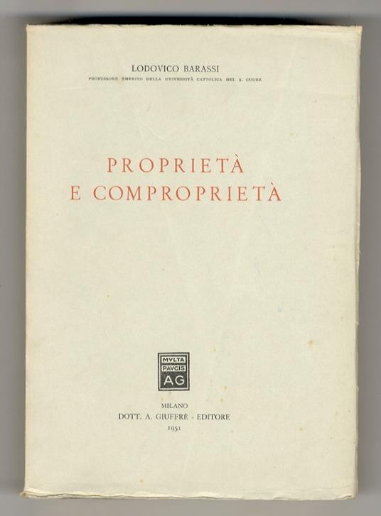 Proprietà e comproprietà - Lodovico Barassi - copertina