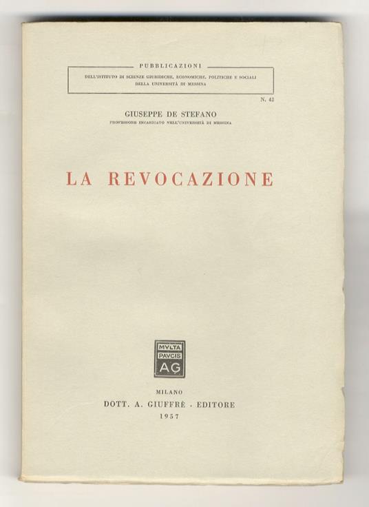 Le revocazione - Giuseppe De Stefano - copertina