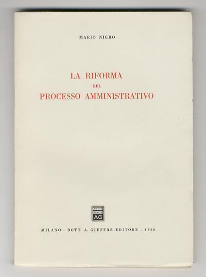 riforma del processo amministrativo - Mario Nigro - copertina