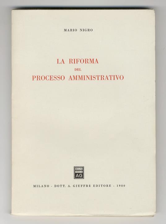 riforma del processo amministrativo - Mario Nigro - copertina