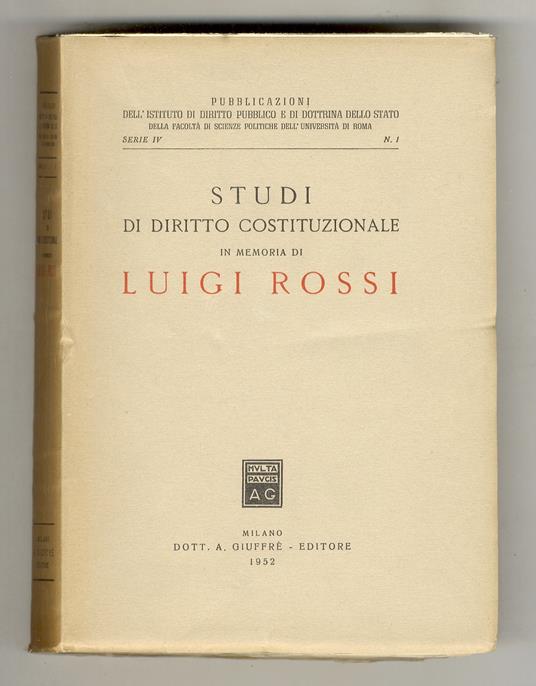 Studi di diritto costituzionale in memoria di Luigi Rossi - copertina