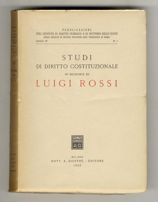 Studi di diritto costituzionale in memoria di Luigi Rossi - copertina