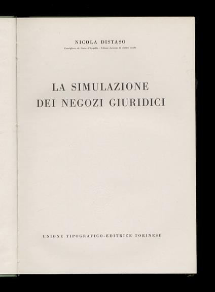 simulazione dei negozi giuridici - Nicola Distaso - copertina