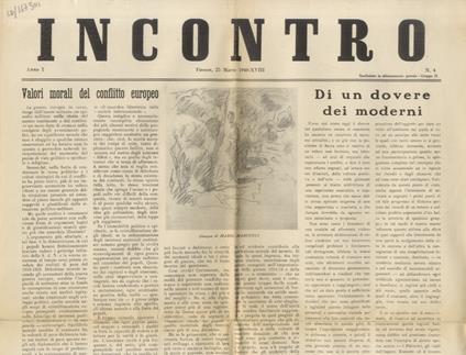 Incontro. Anno I. N. 2. Firenze, 25 marzo 1940 - copertina
