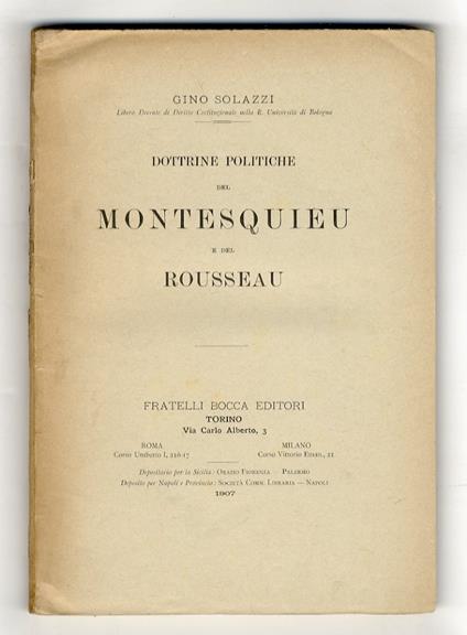 Dottrine politiche del Montesquieu e del Rousseau - copertina