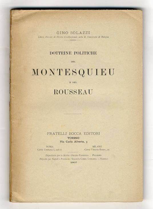 Dottrine politiche del Montesquieu e del Rousseau - copertina