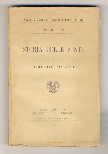Storia delle fonti del diritto romano - Emilio Costa - copertina