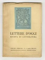 LETTERE d'oggi. Rivista mensile di letteratura. Anno III. Serie III, n. 3, aprile 1941