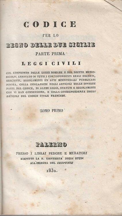 Codice per lo regno delle due sicilie - copertina