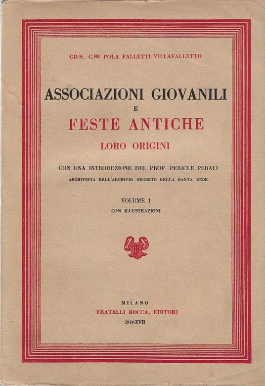 Associazioni Giovanili e feste antiche - Loro Origini - copertina