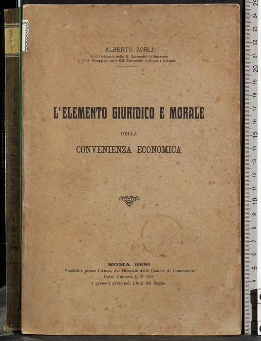 Elemento giuridico e morale della convenienza economica - copertina