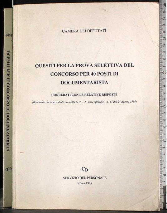 Quesiti prova selettiva concorso 40 posti di documentarista - copertina