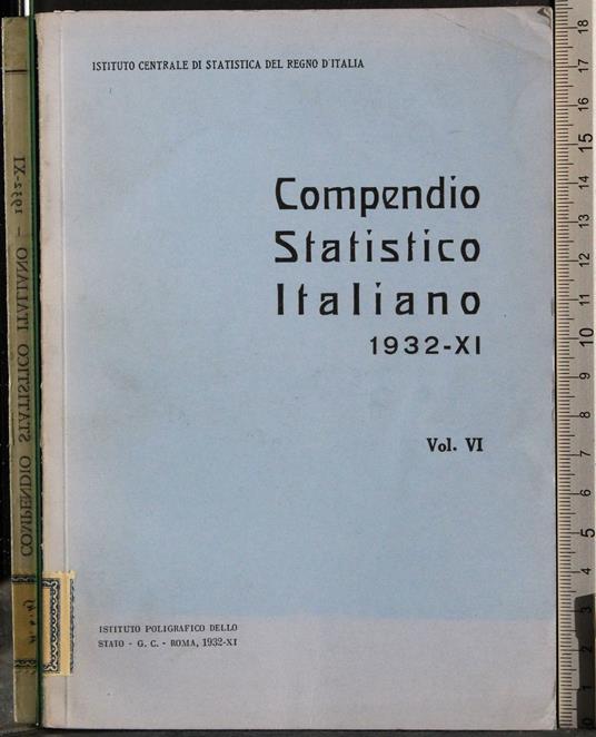 Compendio statistico italiano 1932-XI. Vol VI - copertina