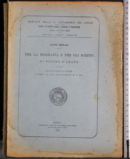Per biografia e per gli scritti di Pietro d'Abano - Ferrari - copertina