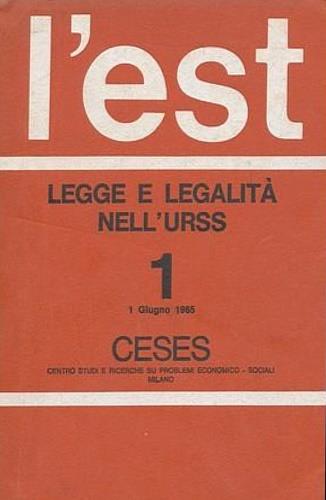 L' L' est. Rivista trimestrale di studi sui paesi dell'est. Legge e legalità nell'URSS - copertina