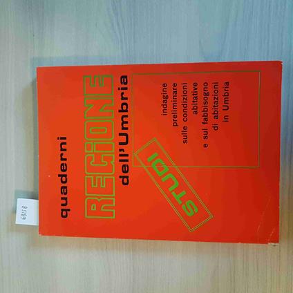 QUANDERNI REGIONE DELL'UMBRIA STUDI indagine sulle condizioni abitative 1980 - copertina